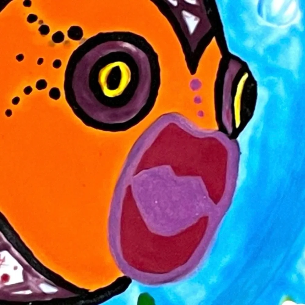 Colorful Fishy Face Ceramic Plate